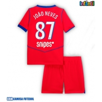 Camisa de Futebol Paris Saint-Germain Joao Neves #87 Equipamento Alternativo Infantil 2025-26 Manga Curta (+ Calças curtas)